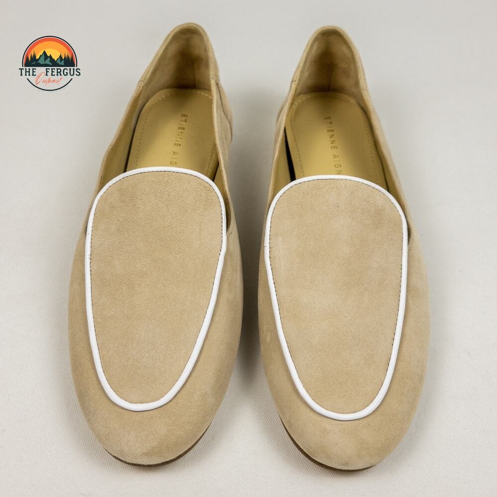 NWOB Etienne Aigner Camille Nude Suede Leather Loafer Slip On Shoe Size 8 - Picture 2 of 12